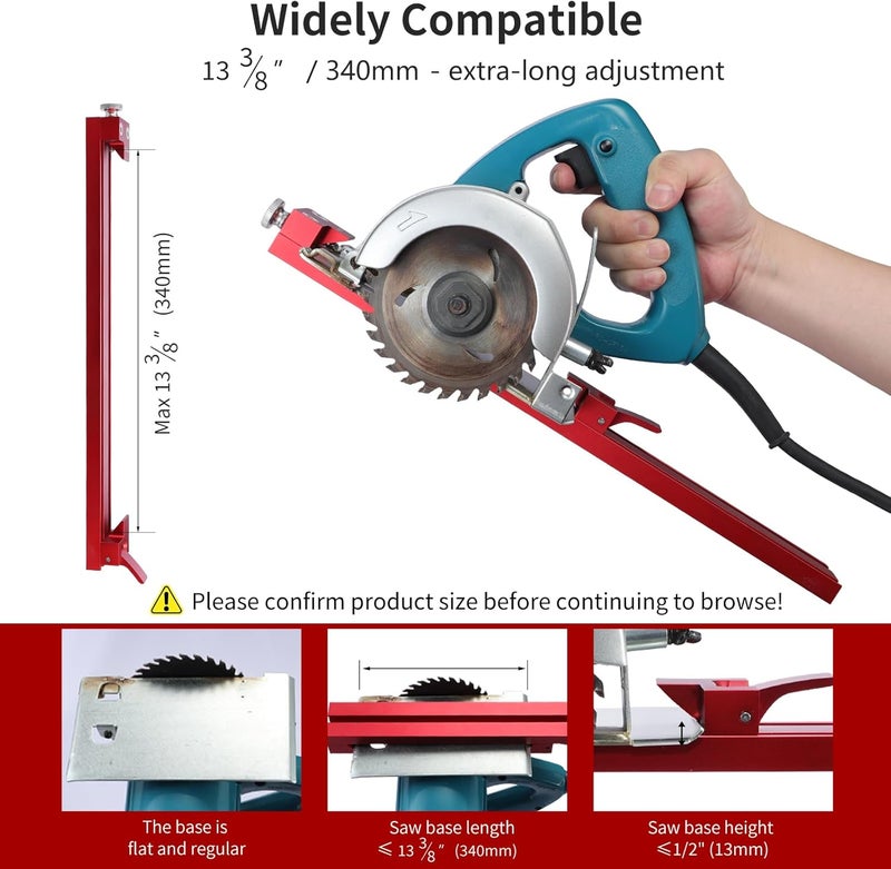 RUITOOL Adjustable Cutting Machine Base Guide for 13³⁄₈" (340mm) Saw Base, Aluminum Alloy Circular Saw Guide Rail for Precise, Straight, and Safer Cuts – Ideal for Woodworking & DIY Projects - Image 2